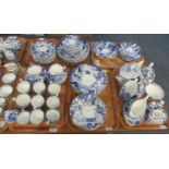 A large collection of Royal Crown Derby Mikado design blue and white tea, dinner and coffeeware