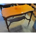 Edwardian mahogany piecrust occasional table of rectangular form with under tier on fluted