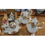 Tray of Royal Albert 'Old Country Roses' china comprising: coffee pot, teapot, large plate, lidded