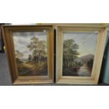 J Hains, late 19th/early 20th century two similar oils on canvas British county sides with sheep