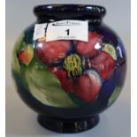 Mid Century Moorcroft art pottery anemone vase of globular form, impressed and painted marks with