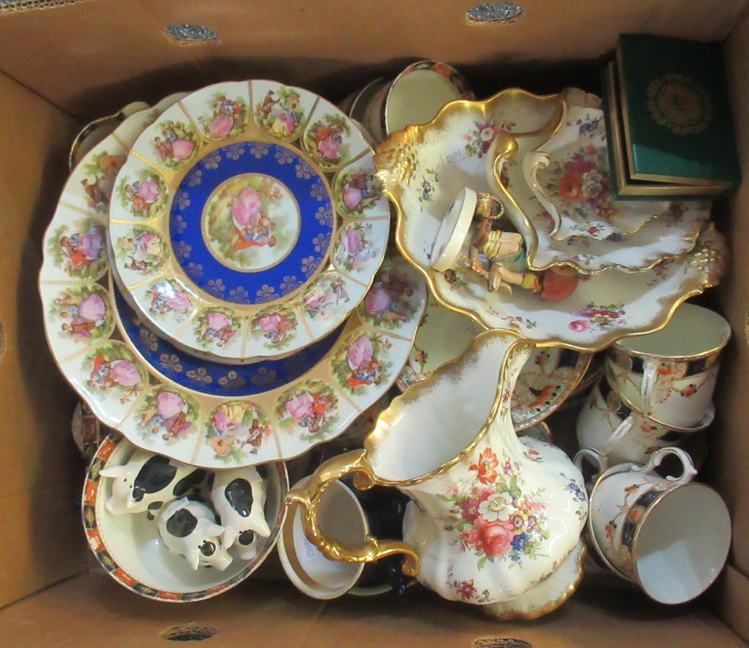 Box of mostly assorted china to include; Hammersley English bone china 'Lady Patricia' floral design