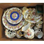 Box of mostly assorted china to include; Hammersley English bone china 'Lady Patricia' floral design