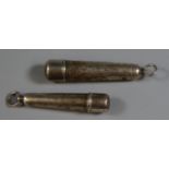 Two silver needle case fobs. (B.P. 21% + VAT)