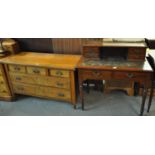Edwardian mahogany ladies bonheur de jour writing desk with leather inset top, together with an