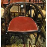 Edwardian mahogany inlaid curve back open parlour armchair. (B.P. 21% + VAT)