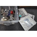 Box of silver plate and other items to include, goblets, novelty animal, piggy banks in the form