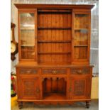 Late 19th/early 20th Century carved oak two stage cabinet back dog kennel dresser. (B.P. 21% + VAT)
