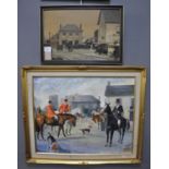 P. W. Firmston, Llanybyther Market Square circa 1910. Oils on board. Framed. Together with a hunting