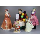 Three Royal Doulton bone china figurines to include; 'Priscilla' HN1340, 'Julia' HN2765 and 'The Old