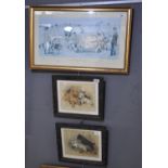 After Lucy Dawson a pair of coloured prints of dogs, 'They'll Soon be Home' and 'A Shoulder to