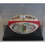 Gilbert official replica size 5 rugby ball, signed by the British Lions rugby team in New Zealand