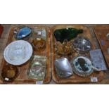 Two trays of vintage and retro ashtrays to include: Camus, Tuborg beer, solid glass ashtrays