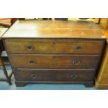 19th century oak straight front chest of three drawers on bracket feet. (B.P. 21% + VAT)