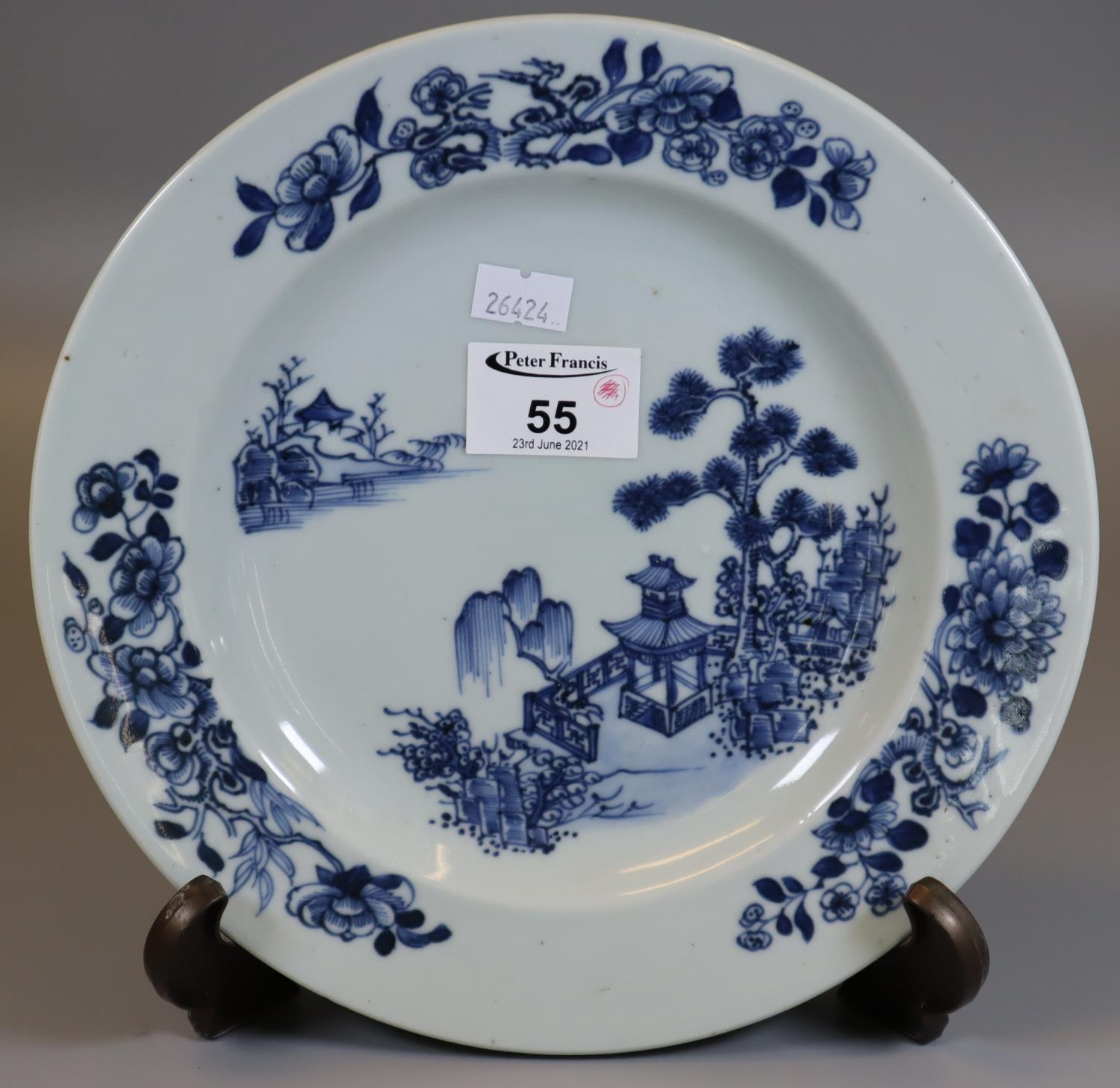 A Chinese export porcelain blue & white dish from the 'Nanking Cargo', circa 1750, Qianlong