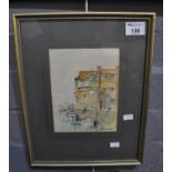 Brian C Day 20th century an English harbour scene. Water colours. Framed and glazed. (B.P. 21% +