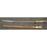 Replica Japanese sword with copper and brass scabbard and character marks. (B.P. 21% + VAT)