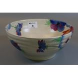 Clarice Cliff Newport pottery anemone ribbed bowl, shape no. 633. (B.P. 21% + VAT)