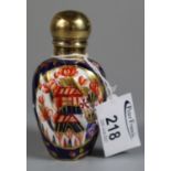 Copeland Spode Imari design scent bottle with gilded mounts and blue printed marks to the base. (B.