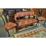 Edwardian mahogany upholstered part parlour suite comprising; parlour sofa and two chairs. (3) (B.P.