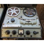 Two vintage Ferrograph reel to reel tape recorders in fitted cases, together with the manual of