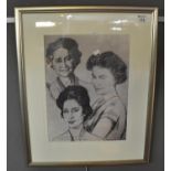 After Andrew Vicari, Homage to the Queen and Queen Mother. Black and white print with dedication