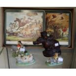 Collection of novelty composite horses and figurines, together with horse related place mats. (B.