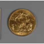 A George V 1911 gold sovereign. 8 grams. (B.P. 21% + VAT)