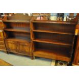 Two similar mahogany water fall design open book cases. (2) (B.P. 21% + VAT)