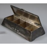 An Art Nouveau WMF four section stamp box with hinged lid. (B.P. 21% + VAT)