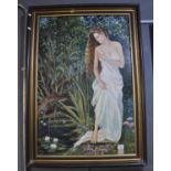 Val Graves, 'Angharad' at a lake with lilies and foliage, dated 1990. Oils on board. (B.P. 21% +