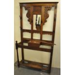 Early 20th Century carved oak mirror back hall stand with dragon decoration. (B.P. 21% + VAT)