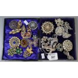 Collection of large vintage paste brooches. (B.P. 21% + VAT)