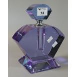 Large blue glass art deco design dressing table scent bottle. 20 cm high approximately. (B.P.
