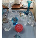 Tray of assorted glassware to include; Caithness Scotland 'Inferno' glass paperweight, various glass