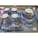 Tray of Alfred Meakin 'Manchu' design teaware with oriental design including; teacups, saucers,