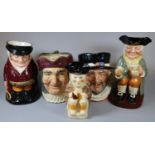 Three Toby jugs to include 'Happy John' by Royal Doulton, together with two Royal Doulton