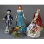 Collection of three Royal Doulton bone china figurines to include 'Monica' HN3617, 'Paisley Shawl'