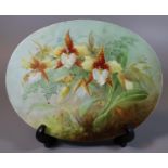 Royal Doulton porcelain oval shaped floral plaque, painted by D Dewsberry with signature. 22.5 x