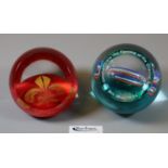 Two Caithness glass paperweights, Prince of Wales feathers and 'To Commemorate the Opening of the