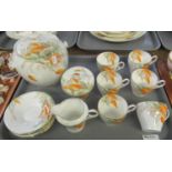 Shelley floral English teaware reg no. 795072 to include; teacups and saucers, milk jug, sucrier,