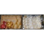 Two boxes of assorted glassware to include; moulded and cut glass drinking vessels, various;