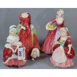 Four Royal Doulton bone china figurines to include 'Peggy' HN2038, 'Valerie' HN2107, 'Janet'