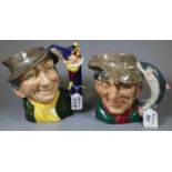 Two Royal Doulton character jugs to include ,'Punch and Judy Man', 'The Poacher'. (2) (B.P. 21% +