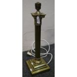 Brass Corinthian column table lamp base on square stepped base. (B.P. 21% + VAT)