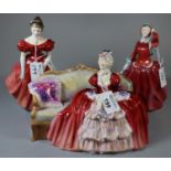 Three Royal Doulton bone china figures to include 'Winsome' HN2220, 'Belle o' the Ball' HN1997,