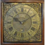 18th Century 30 hour oak longcase clock marked Joseph Vale of Bristol, the hood with flat top and