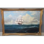 E Hall (20th Century British), manner of Montague Dawson, clipper ship under full sail running