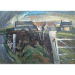 Robert Dawson (British 20th Century), 'Spring Sunshine', a Welsh farmstead, signed with initials,