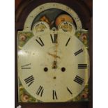 19th Century oak 8 day longcase clock, indistinctly marked Thomas, Newcastle?, having broken swan